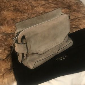 rag & bone suede and leather messenger bag